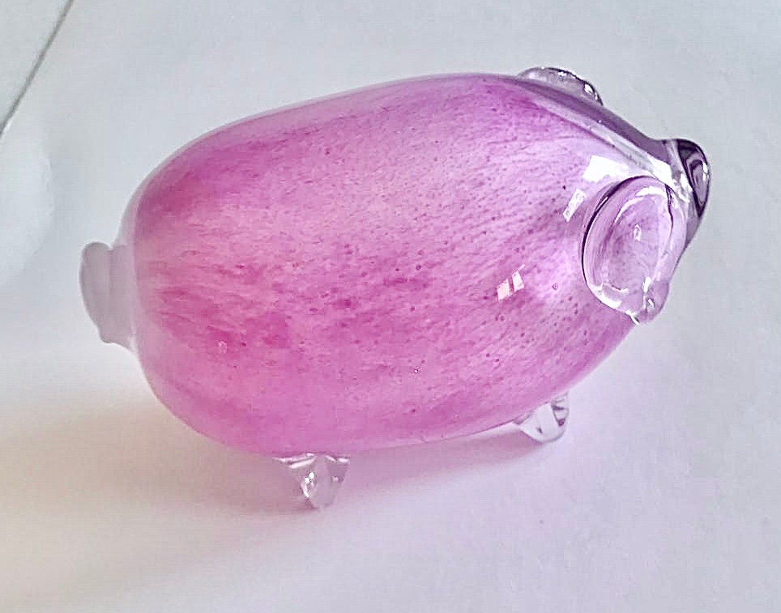 Glass Pig- Transparent with Pink Accents main image 1