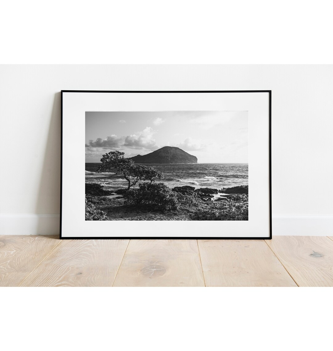 Oahu Photo Black and White Print, Photography, Oahu, Hawaii, Landscape, Home Decor, Wall Decor