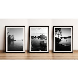 Black and White Lake Tahoe Set of 3 Prints: Classic Film Photography (frames not included)