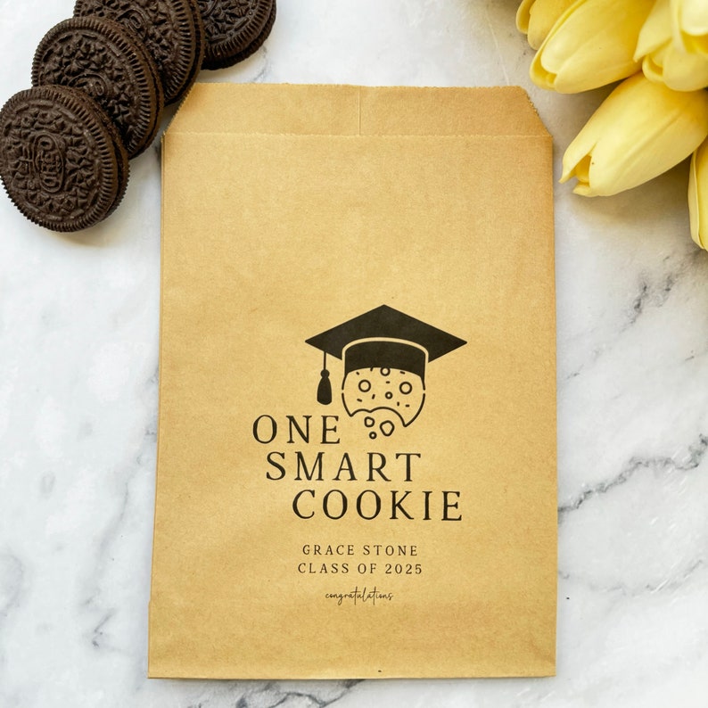 One Smart Cookie Craft Bag Craft Favor Cookie Bag, Graduation Favor Bag, Class of 2024 Favor Bag, Cookie Bag image 2