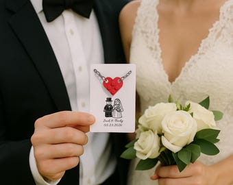 12 Pack LEGO Heart Keychain Set – Customizable Wedding Favors, Bride & Groom Themed Guest Gifts, Bulk Wedding Favor Keepsakes