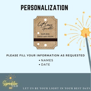 Personalized Sparkler Tag for wedding, party, engagement and anniversary Fast Process and Fast Shipping Set of 20 and more image 3