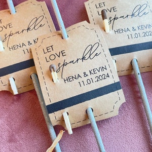 50 pcs Personalized Sparkler Tags for weddings, parties, engagements and anniversaries