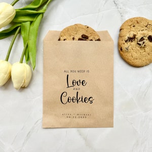 All you need is Love and  Cookies Bag, Wedding Cookie Bag, Anniversary Celebration Personalized Favor Bag, Party Gift Favor Bag, Cookie Bag