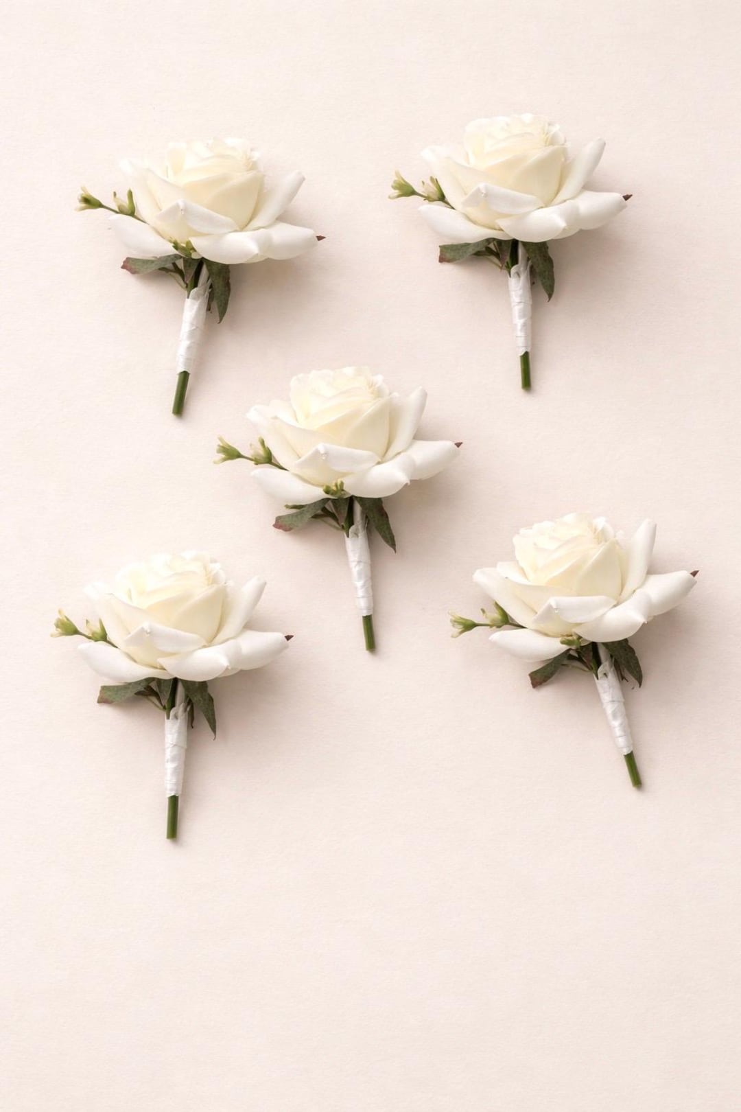 Rose Buttonhole Set, Wedding Corsage, Groom Boutonniere, Ivory Satin ...