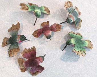 Hummingbirds . DIY Craft Bird Decor . 6 Faux Humming Birds. Artificial Fake Mushroom Bird Decorations. Floral Arrangements. Wreath Supplies