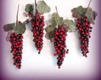 Faux Red Berry Stems: Set of 2 ~ Vintage Christmas Floral Craft Picks
