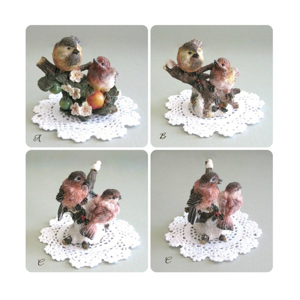 Baby Bird Figurines 1 . Small Bird on Branch . Winter Bird Statue . Bird Nest w Eggs. Pair of Birds Figure. Decorative Bird. Bird Lover Gift