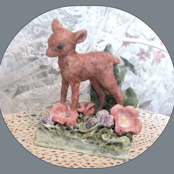 Deer Figurine . Fawn Statue . Baby Deer Figure , Miniature Deer Sculpture . Doe Decor . Bambi Ornament. Baby Nursery Decor. Baby Shower Gift