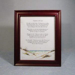 Footprints in the Sand Framed Poem .  Jesus Christ Inspirational Table Top or Wall Art . Hand Painted Christian Saying. Religious Decor Gift