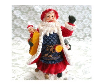 Old World Santa Claus with Toys Figurine . Christmas Santa Figure .Father Christmas with Gifts Statue. St Nick Figurine. Xmas  Decor Gift
