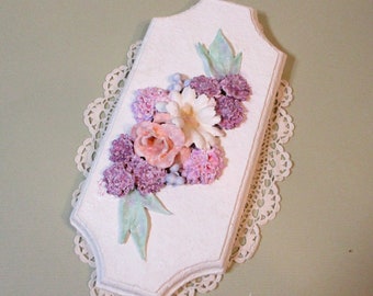Handmade Floral Wall Plaques - Victorian Shabby Chic 3d Clay Flower Arrangements - Wedding Gift for Her