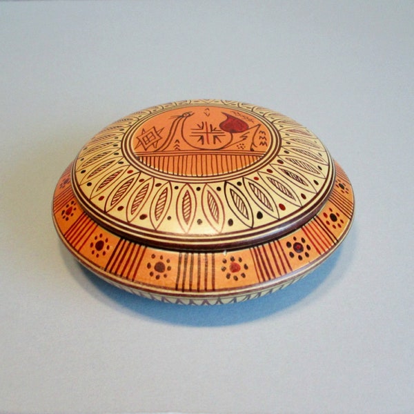 Greek Pottery Pyxis Trinket Box . Ancient Style 700 BC Greek Geometric Period . Handmade Hand Painted Collectible . Small Artifact Replica