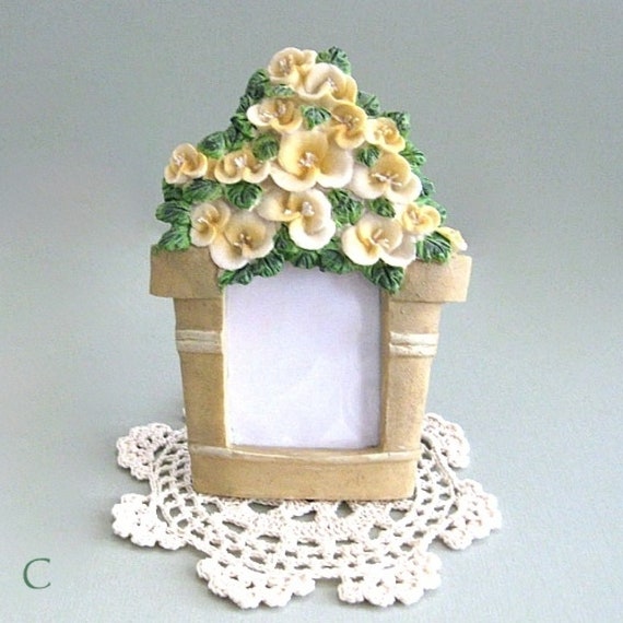 Yellow Pansy Flower Picture Frame ~ 3" x 3" Pot-Shaped Embossed 3D Photo Frame