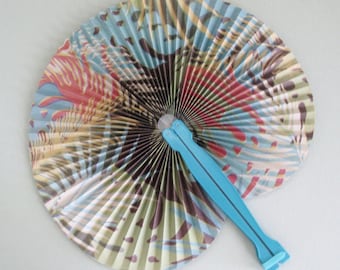 Tropical Leaf Folding Paper Hand Fans: Hawaiian Luau Party Favors. Set of 6