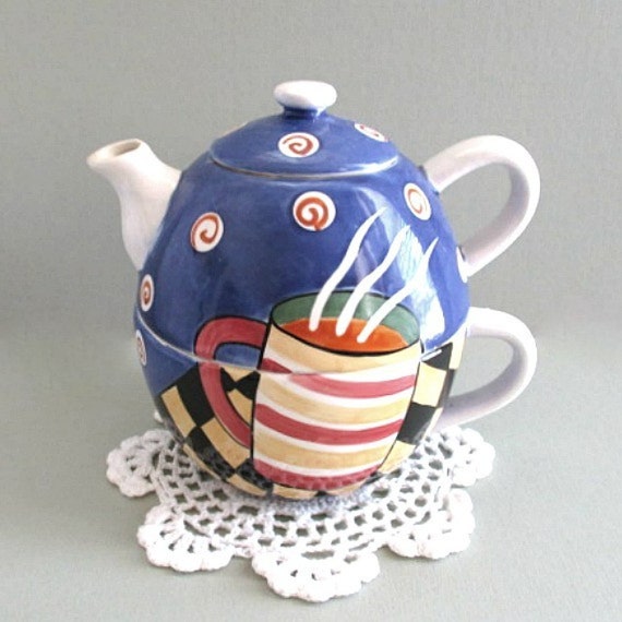 Ceramic Stackable Tea Pot & Cup Ceramic Stackable Tea Pot & Cup