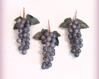 Blueberries Decor Artificial Craft Berries Vintage Faux Grape Berry Clusters 3 or 4 Plastic Foam Fruit Picks Wreath Making DIY Crafts