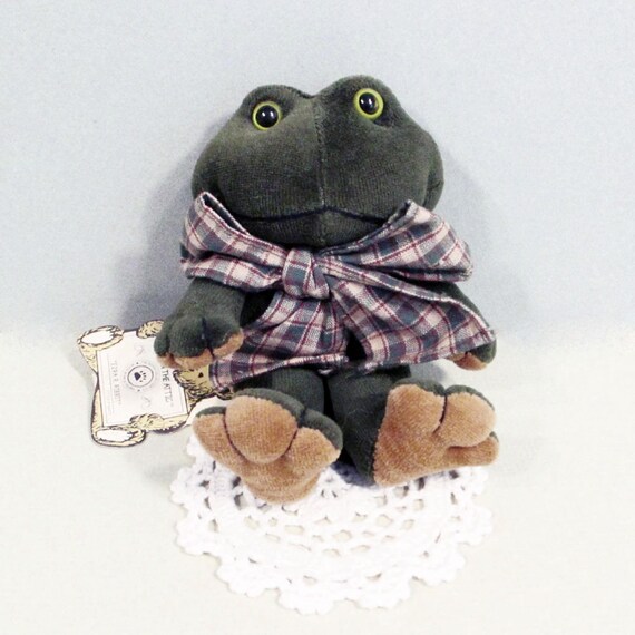 Boyds Bears Ezra R. Ribbit Plush Frog Doll Toy, 90s Collectible
