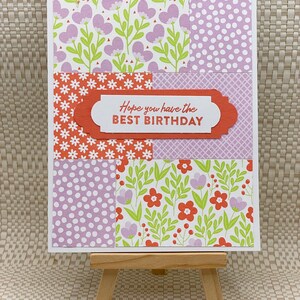 Lot de 5 cartes florales amusantes faites main