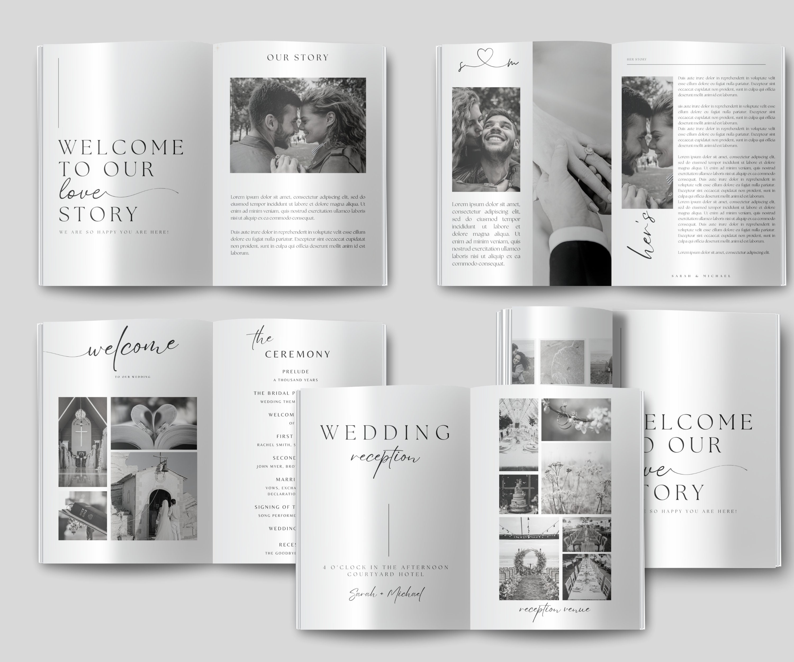 30 Pages Wedding Day Magazine Template Canva | Seating Chart Wedding ...
