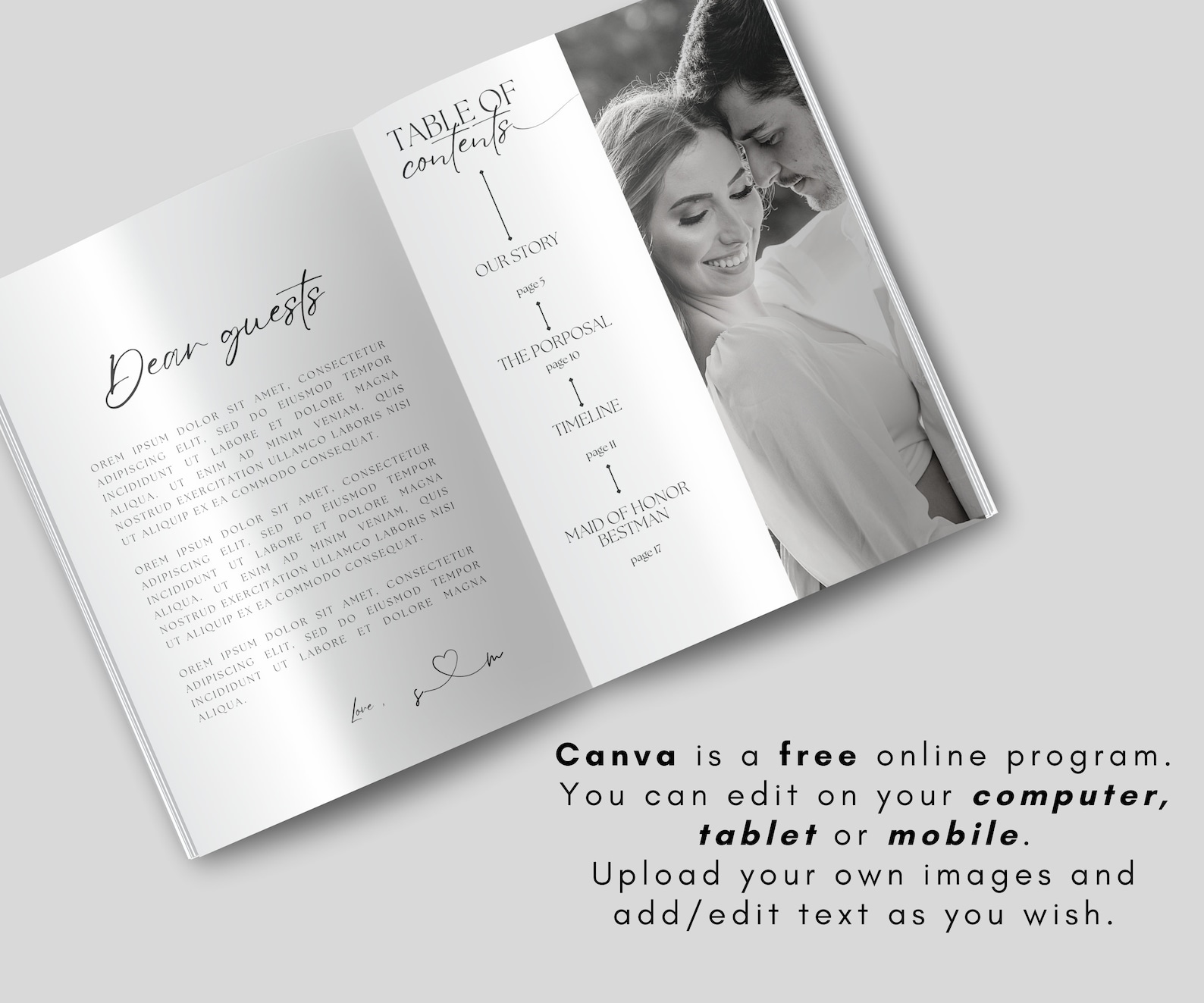 30 Pages Wedding Day Magazine Template Canva | Seating Chart Wedding ...