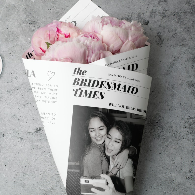 bridesmaid-flower-bouquet-proposal-newspaper-template-maid-of-honor