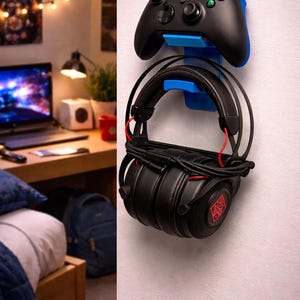 Suporte de parede para controle e fone de ouvido | Organizador minimalista de acessórios para jogos