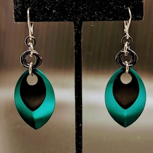Black & Vivid teal Mobius earrings
