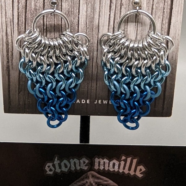 European 4 in 1 fade blend blue earrings