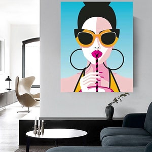 Digital Wall Art Print, Room Art, Pop Art, Beach Girl, Art Print, Modern Art