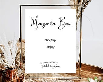 Margarita Bar Signage, Wedding Cocktail Sign, Signature Drink Printable, Fun Bar Decor, DIY Template, 5X7 & 8X10 DIY in Canva Minimal MIN01