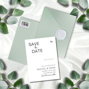 Biglietto Save The Date per matrimonio, invito stampabile senza tempo, annuncio di matrimonio semplice e moderno e minimalista, fai da te 5x7 in Canva Minimal, MIN01