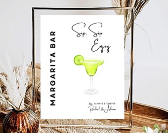 Margarita Bar Signage, Wedding Cocktail Sign, Signature Drink Printable, Fun Bar Decor, DIY Template, 5X7 & 8X10 DIY in Canva Minimal MIN01
