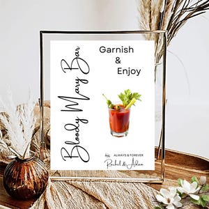 Znak baru Bloody Mary, edytowalny znak na drinki alkoholowe, prosty nowoczesny drink barowy, do wydrukowania na wesele, 5X7 i 8X10 DIY w Canva Minimal MIN01