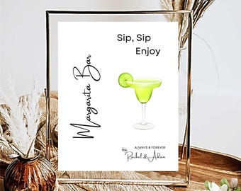 Margarita Bar Signage, Wedding Cocktail Sign, Signature Drink Printable, Fun Bar Decor, DIY Template, 5X7 & 8X10 DIY in Canva Minimal MIN01