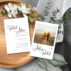 Wedding Invitation Single Photo, 5&quot;x7&quot; Modern Printable Announcement with Picture, Simple Wedding Invite, DIY in Canva, Minimal, MIN01