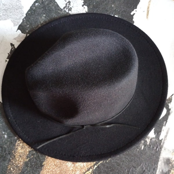 Adjustable, Black hat, Black Fedora,  Short Brim Panama Fedora, Rancher Fedora, men hat, women hat