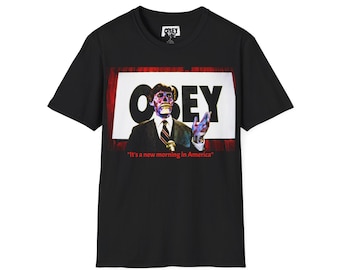 They Live - Obey T-shirt, John Carpenter, Anti Establishment, Sci-Fi Horror Action Aliens, Ronald Regan,