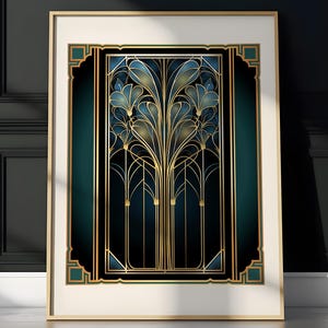 Art Deco Style Printable Poster: Black and Gold Art Nouveau Print (Digital Download)