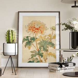 Vintage Style Japanese Wall Art Decor Japanese Art Japandi Print Neutral Floral Botanical Wall Art Decor PRINTABLE Instant Download Digital