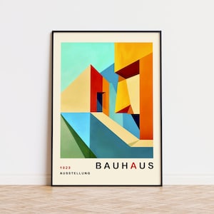 Bauhaus Geometric Building Print Poster Mid Century Modern Wall Art Architectural Retro Wall Decor Abstract Art PRINTABLE Digital Download
