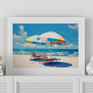 Beach Umbrellas Art Print: Coastal Wall Decor (Digital Printable)