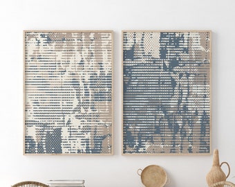 Abstract Gallery Wall Set: Blue Beige Minimalist Art Prints, Modern Wall Decor (Digital Download)
