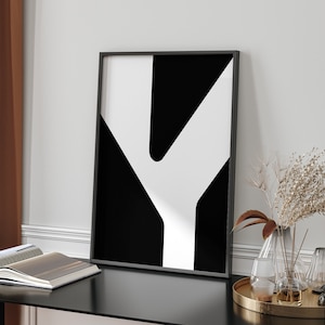 Minimalist Black and White Abstract Wall Art Print, Modern Wall Decor, Geometric Poster, PRINTABLE Digital Download