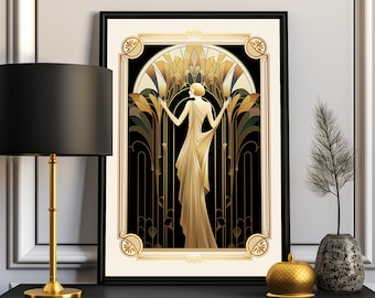 Art Deco Woman Print: Vintage Style Floral Art Nouveau Poster (Digital Download)