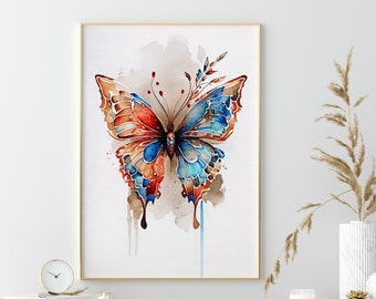 Watercolor Butterfly Art Print: Vintage French Country Wall Decor (Digital Download)