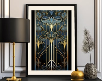 Gold & Black Art Deco Print: Retro Art Nouveau Wall Decor (Digital Download)