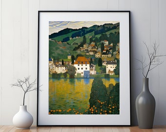 Art Nouveau Art Print for living room Gustav Klimt Landscape Digital Printable
