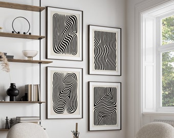 Abstract Line Art Prints: Modern Gallery Wall Set, Minimalist Home Decor (Digital Download)