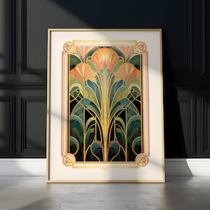Art Deco PRINTABLE Wall Art Trendy Print Vintage Style Poster Floral Art Deco Wall Decor Gold Art Nouveau Print PRINTABLE Digital Download